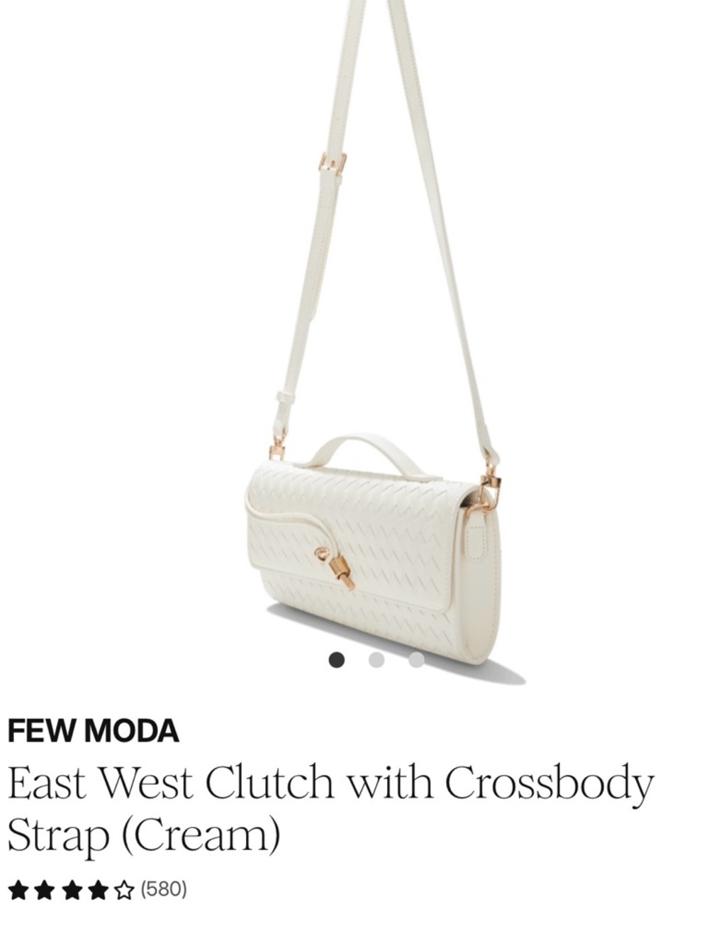 FEW MODA Cream Woven East-West Crossbody Clutch